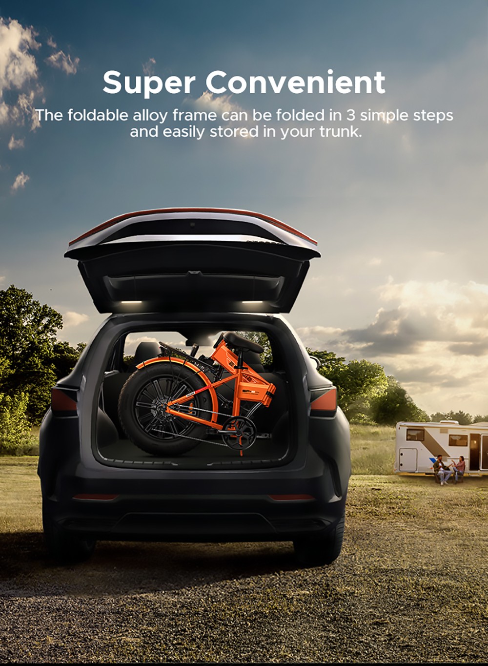 ENGWE EP-2 Pro 2022 Version Folding Electric Bike 20*4.0 Inch Fat Tire 750W Motor 35Km/h Max Speed 48V 13Ah Battery 150KG Max Load SHIMANO 7-Speed Gears Dual Disc Brake 100KM Range Mountain Beach Snow Folding Bicycle - Orange