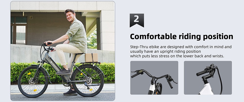 ADO A26S XE 26*1.95'' Step-through Electric Bike 36V 250W Brushless Gear Motor 10.4Ah Removable Battery 25km/h Max Speed