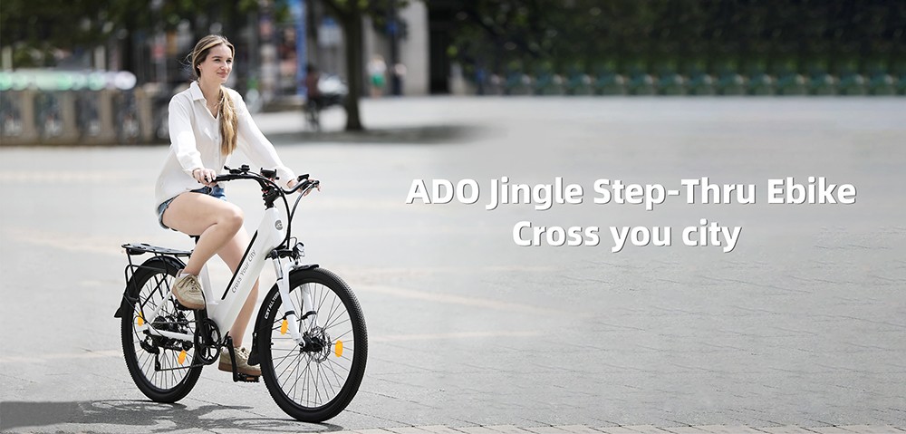 ADO A26S XE 26*1.95'' Step-through Electric Bike 36V 250W Brushless Gear Motor 10.4Ah Removable Battery 25km/h Max Speed