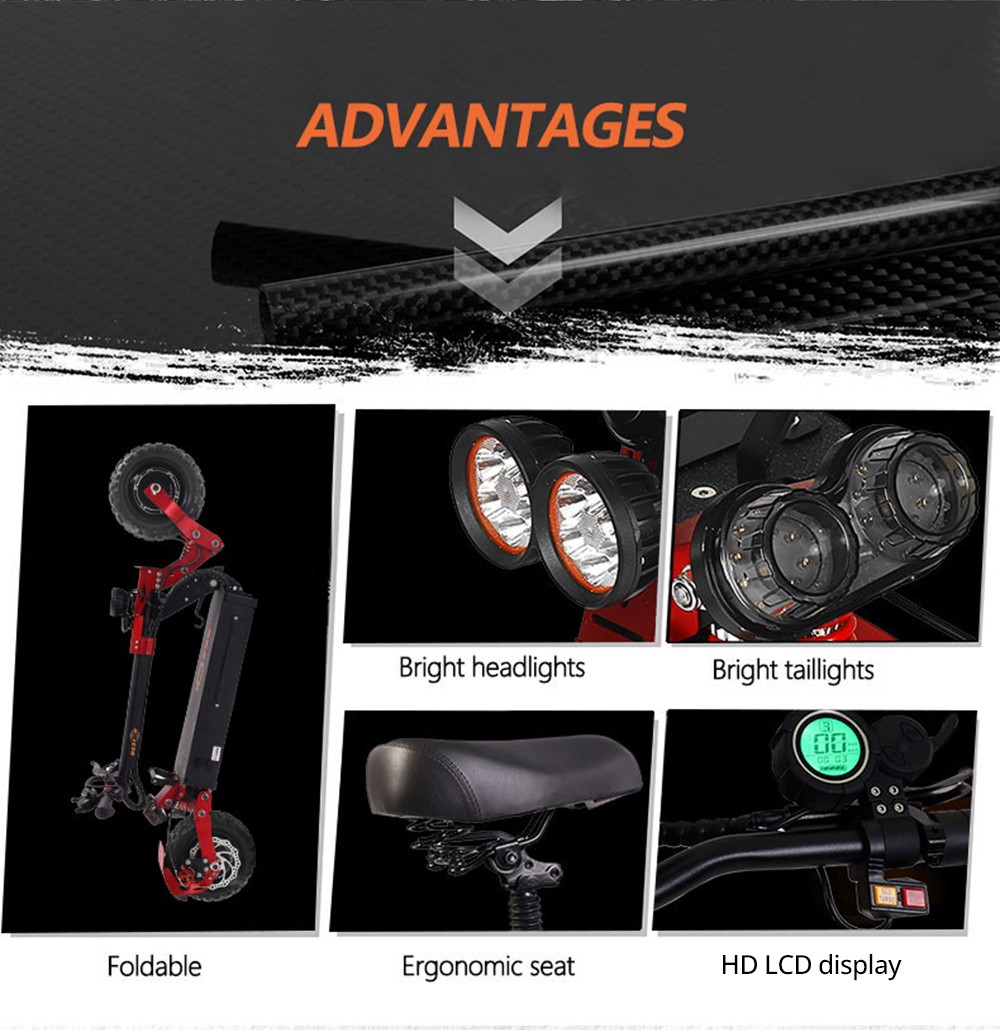 BEZIOR S2 Folding Electric Scooter 1200W*2 Dual Motor LCD Display Max 65Km/h 11 Inch Off-Road Tire 21Ah Battery Up To 60km Range Dual Shock Mitigation Dual Disk Brake LED Light - Red 20 BEZIOR S2 Folding Electric Scooter 1200W*2 Dual Motor LCD Display Max 65Km/h 11 Inch Off-Road Tire 21Ah Battery up to 60km Range Dual Shock Mitigation Dual Disk Brake LED Light - Red