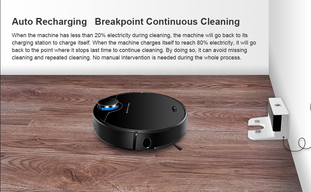 LIECTROUX ZK901 Robot Vacuum Cleaner 3 In 1 Vacuuming Sweeping and Mopping Laser Navigation 6500Pa Suction 5000mAh Battery Voice Control Breakpoint Resume Clean & Mapping APP Control - Black