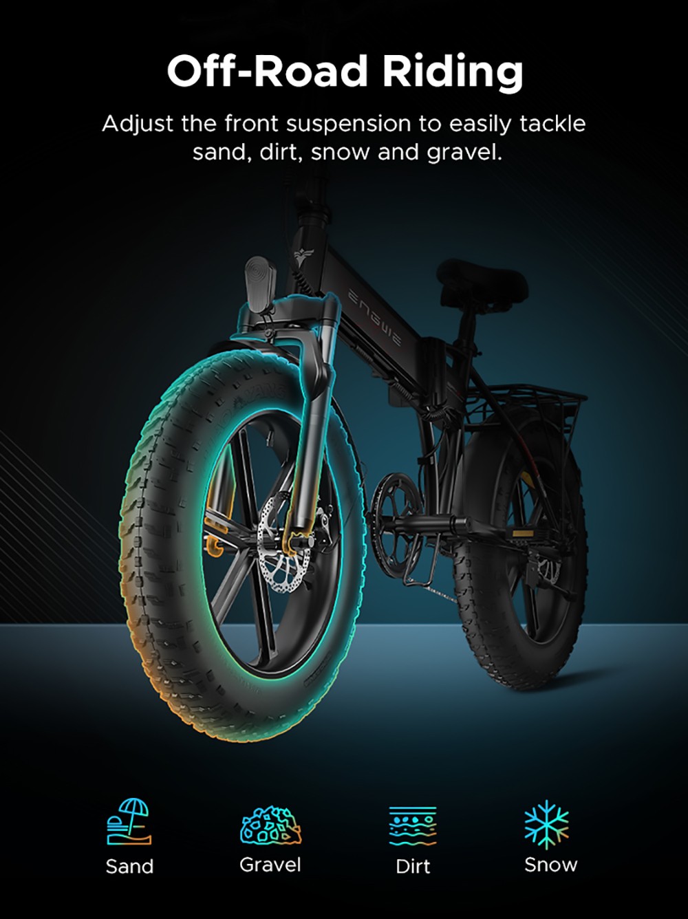 2PCS ENGWE EP-2 Pro Electric Bicycle 20 *4.0 Inch Fat Tires 750W Motor 48V 13Ah Battery 35Km/h Max Speed 100KM Range SHIMANO 7 Speed Gears 150KG Max Load Mountain Beach Snow Bicycle Dual Disc Brake Folding Bike - Gray