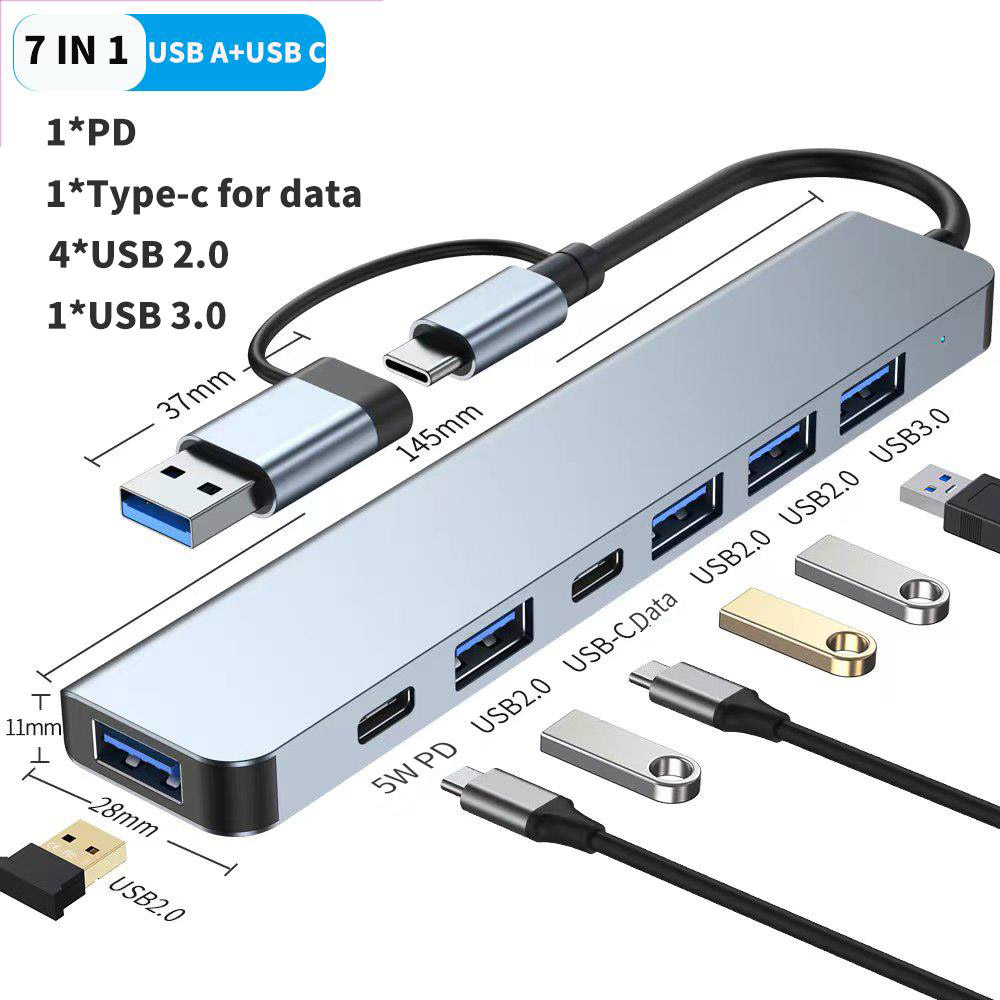 7-in-1 USB Hub Multi Ports Distributor USB 3.0 for Macbook Pro PC Hub