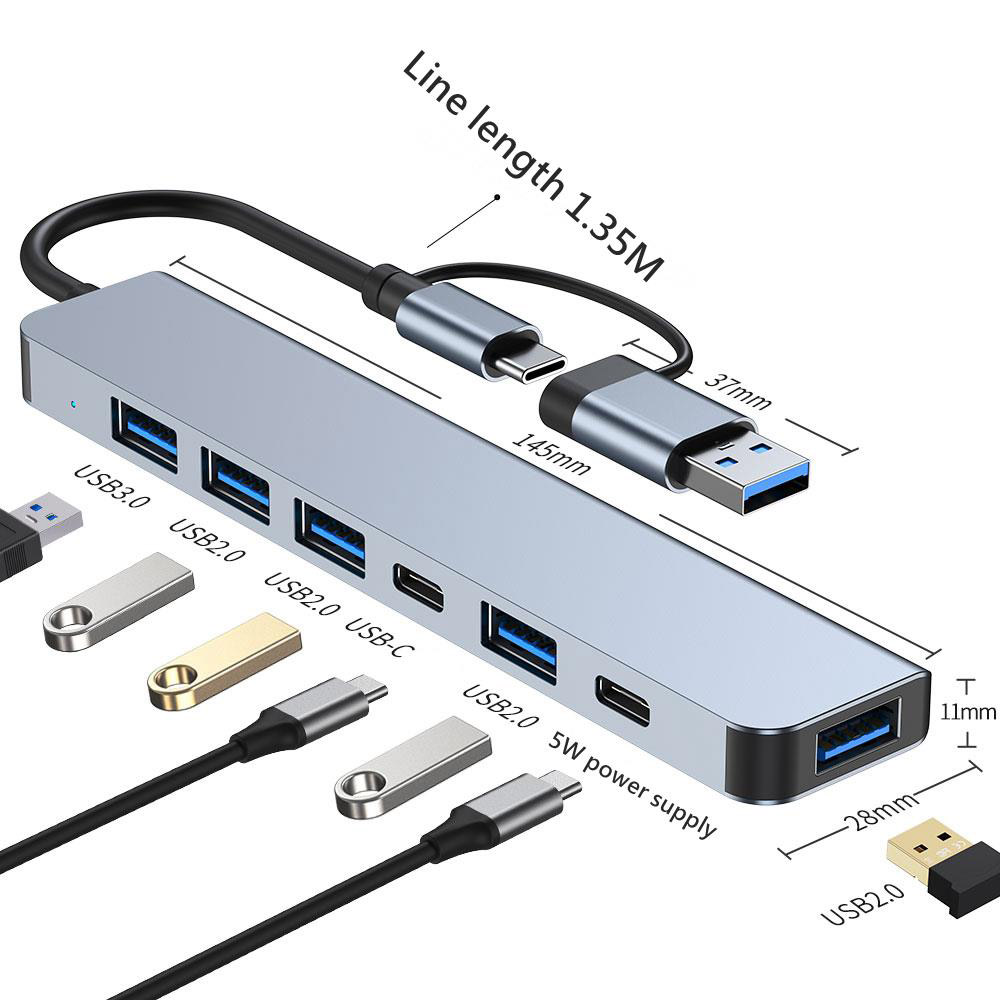 7-in-1 USB Hub Multi Ports Distributor USB 3.0 for Macbook Pro PC Hub