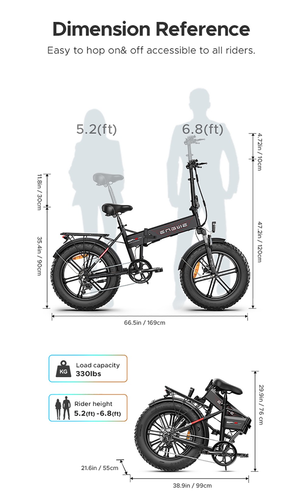 ENGWE EP-2 Pro 2022 Version Folding Electric Bike 20*4.0 Inch Fat Tire 750W Motor 35Km/h Max Speed 48V 13Ah Battery 150KG Max Load SHIMANO 7-Speed Gears Dual Disc Brake 100KM Range Mountain Beach Snow Folding Bicycle - Orange 19 ENGWE EP-2 Pro 2022 Version Folding Electric Bike 20*4.0 Inch Fat Tire 750W Motor 35Km/h Max Speed 48V 13Ah Battery 150KG Max Load SHIMANO 7-Speed Gears Dual Disc Brake 100KM Range Mountain Beach Snow Folding Bicycle - Orange
