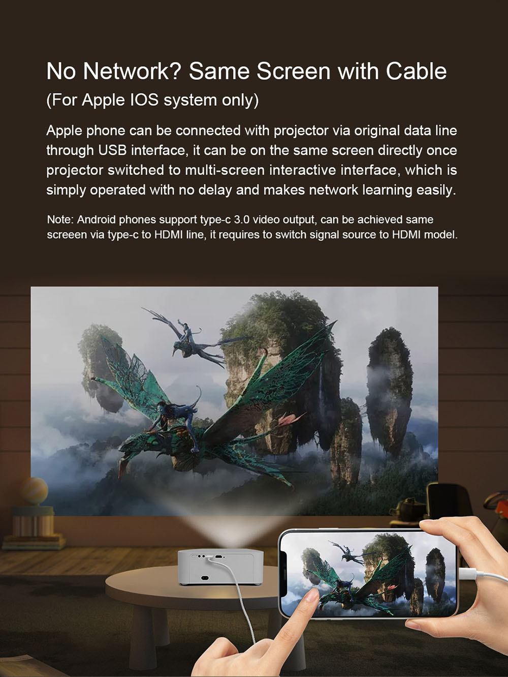 Wanbo X1 Mini Projector 720P HD HDR Smart Projector Keystone Correction for Home Office EU Plug - White