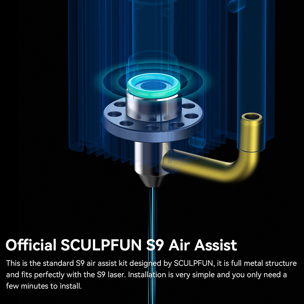 SCULPFUN S9 / S6 Pro / S10 Air Assist Nozzle Kit without Air Pump, High Speed Air Assist, Full Metal Structure