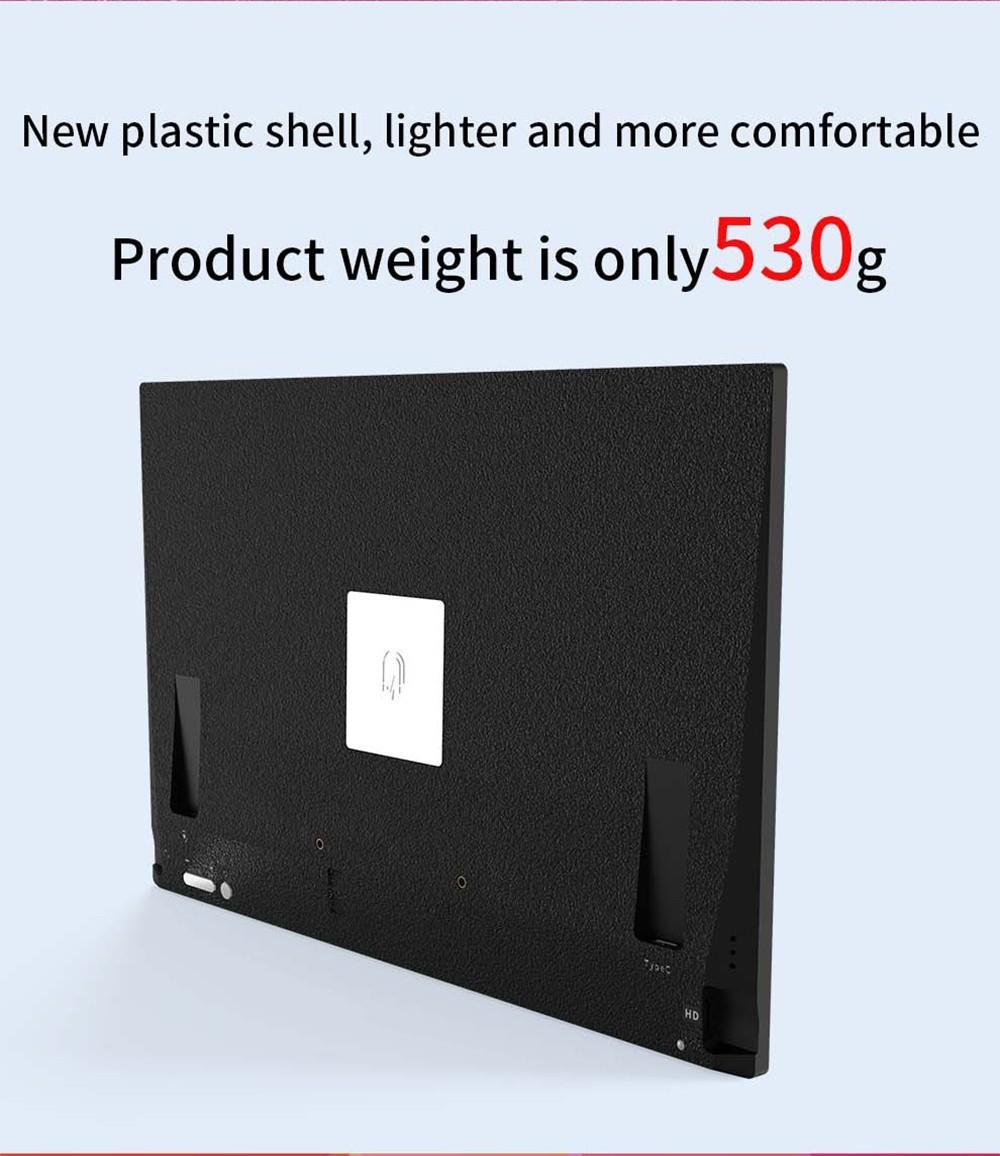 AOSIMAN 140FCC Portable 14 Inch Monitor 1920*1200 Resolution + HDR IPS Panel Plastic Shell Dual Speakers with Stand - EU Plug