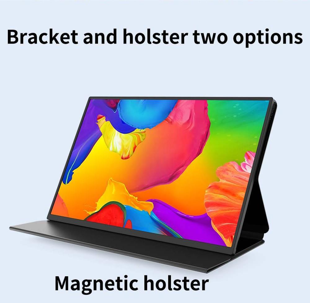 AOSIMAN 140FCC Portable 14 Inch Monitor 1920*1200 Resolution + HDR IPS Panel Plastic Shell Dual Speakers with Stand - US Plug