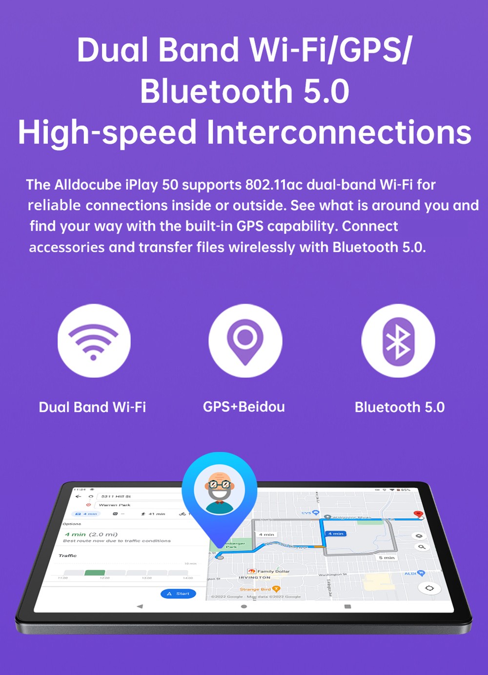 Alldocube iPlay 50 4G LTE Tablet UNISOC T618 Octa-core CPU, 10.4'' 2K UHD Display, Android 12 6+128GB, Dual Cameras with Keyboard Leather Case
