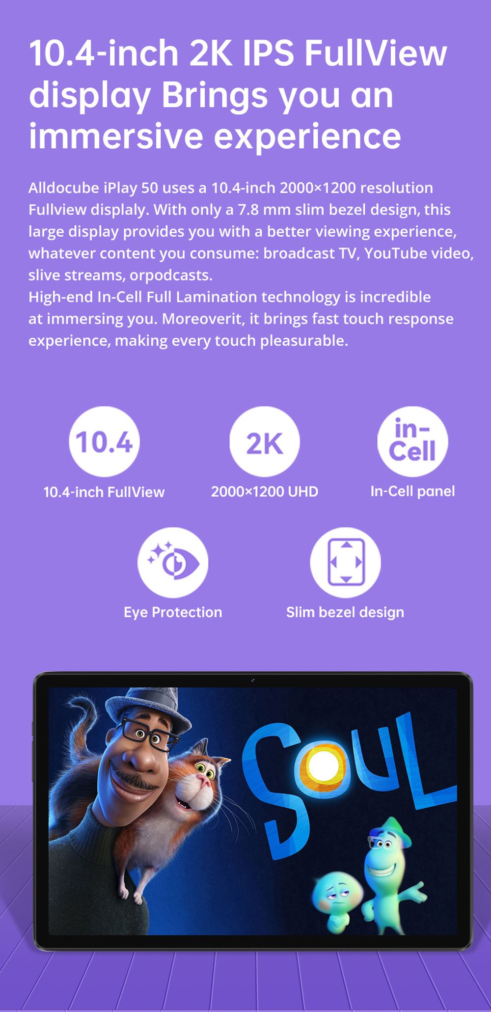 Alldocube iPlay 50 4G LTE Tablet UNISOC T618 Octa-core CPU, 10.4'' 2K UHD Display, Android 12 6+128GB, Dual Cameras with Keyboard Leather Case