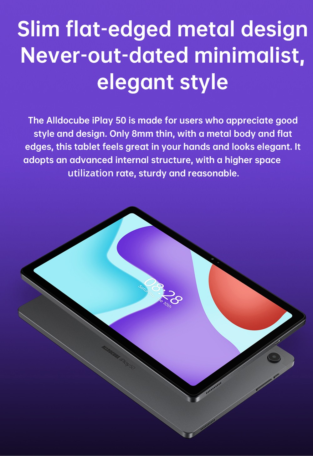 Alldocube iPlay 50 4G LTE Tablet UNISOC T618 Octa-core CPU, 10.4'' 2K UHD Display, Android 12 6+64GB, Dual Cameras with Keyboard Leather Case