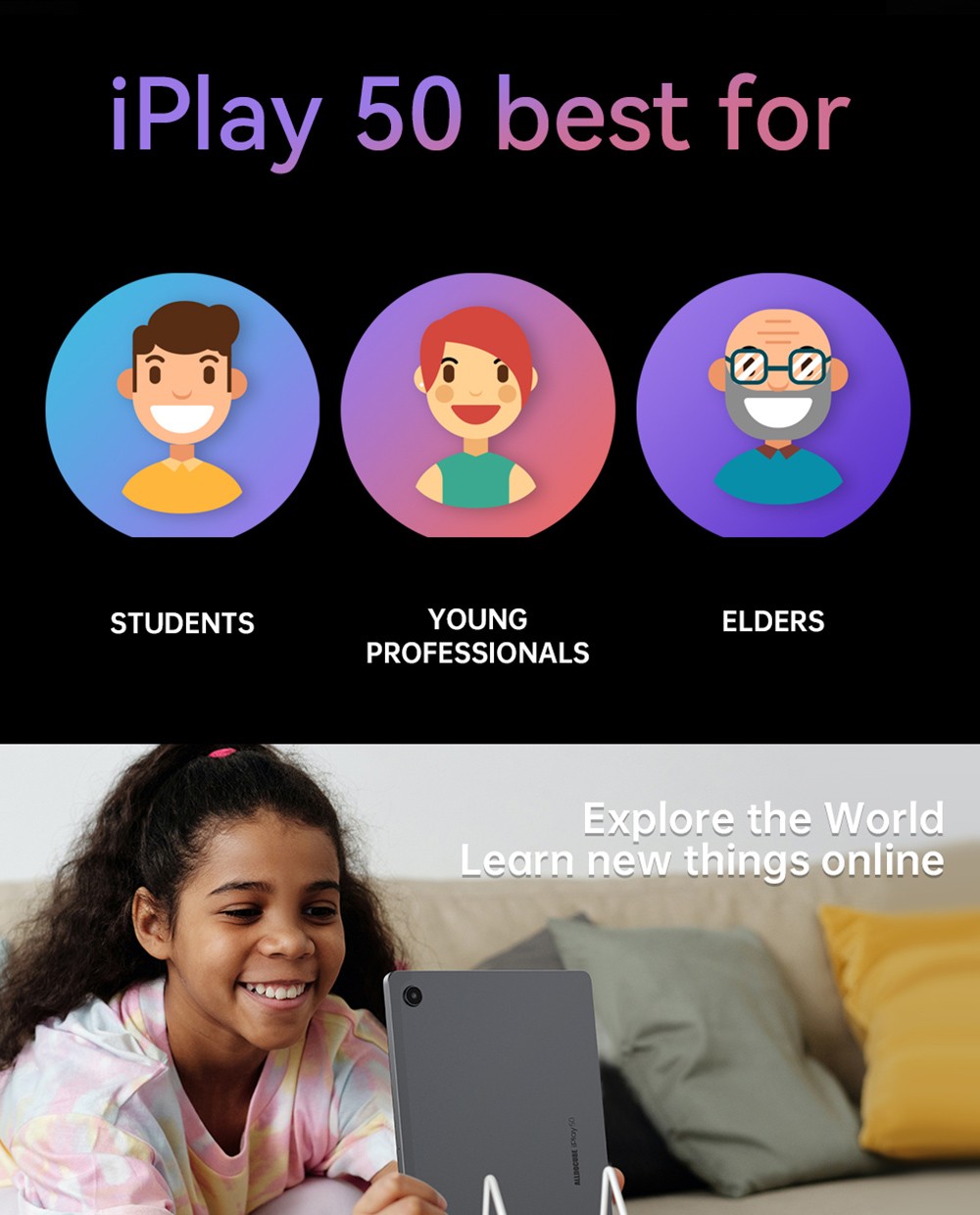 Alldocube iPlay 50 4G LTE Tablet UNISOC T618 Octa-core CPU, 10.4'' 2K UHD Display, Android 12 6+64GB, Dual Cameras with Keyboard Leather Case