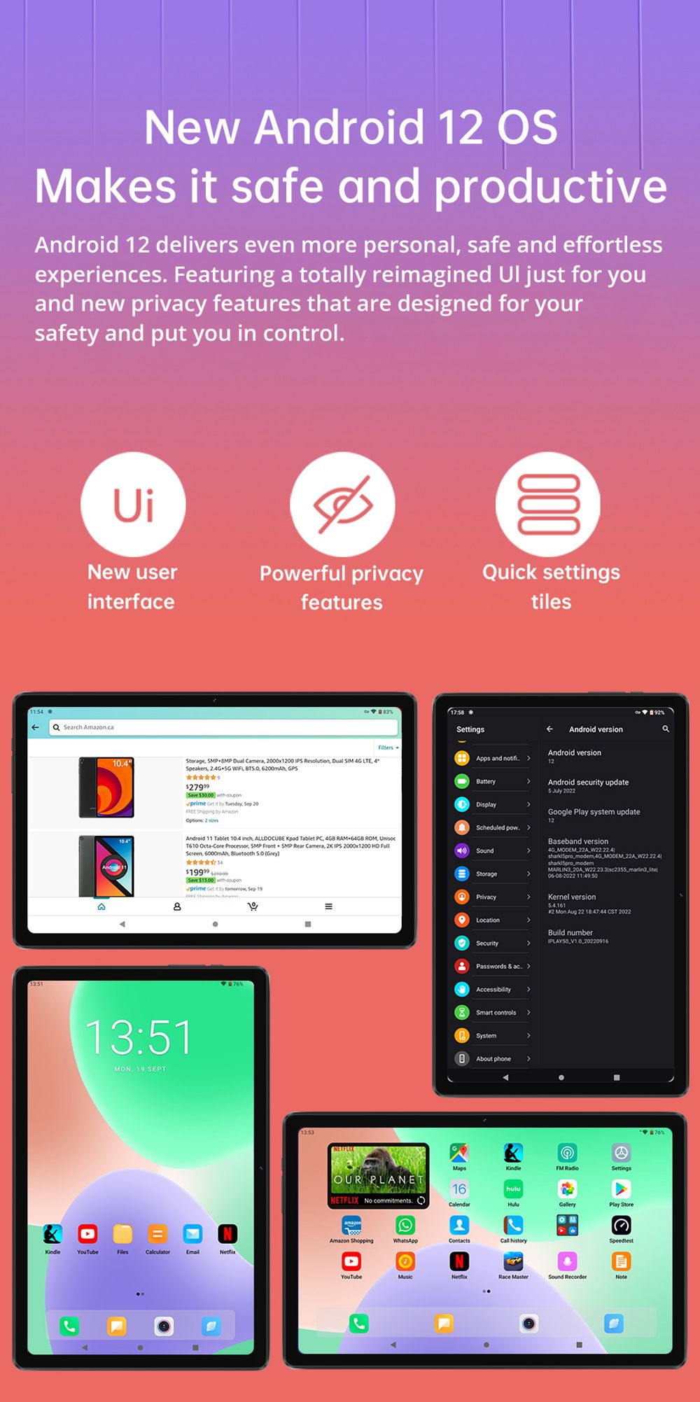 Alldocube iPlay 50 4G LTE Tablet UNISOC T618 Octa-core CPU, 10.4'' 2K UHD Display, Android 12 6+64GB, Dual Cameras with Keyboard Leather Case