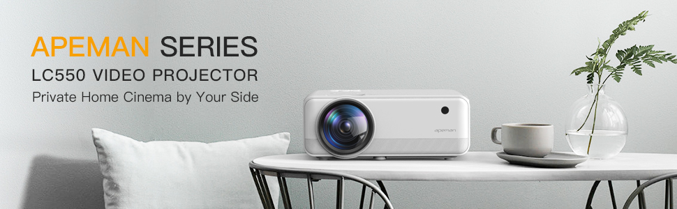 Apeman 6000 Lumen 1080P Supported Mini Projector, 200'' Display 50000 Hrs LED Life, Dual Speakers Portable Projector