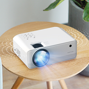 Apeman 6000 Lumen 1080P Supported Mini Projector, 200'' Display 50000 Hrs LED Life, Dual Speakers Portable Projector