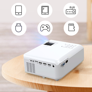Apeman 6000 Lumen 1080P Supported Mini Projector, 200'' Display 50000 Hrs LED Life, Dual Speakers Portable Projector