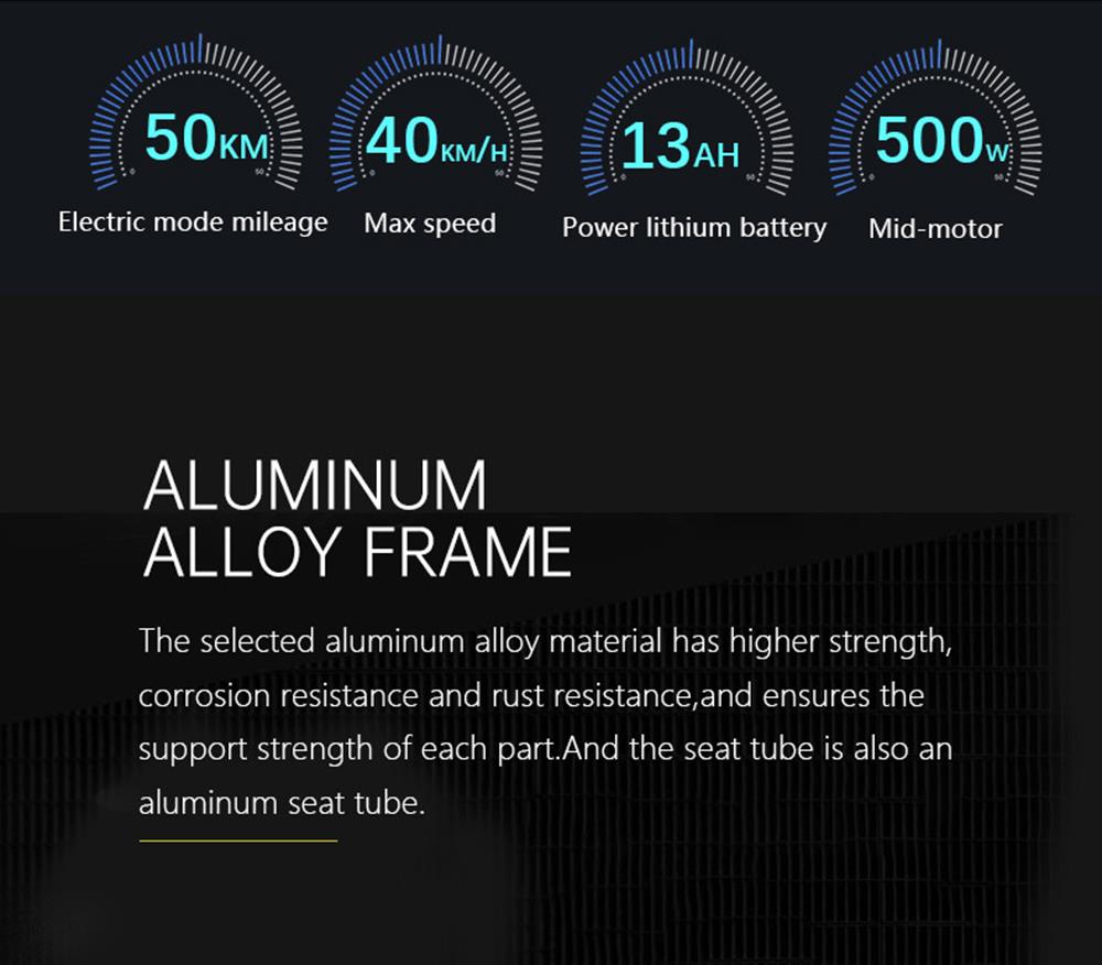 BEZIOR XF800 Electric Mountain Bike 26*4.0 Inch Fat Tires 500W Mid Motor 48V 13Ah Battery 40Km/h Max Speed 90KG Load Dual Mechanical Disc Brake Shimano 7-Speed Gears - Black & Blue 9 BEZIOR XF800 Electric Bike 500W Mid Motor 13Ah Battery 40km/h Max Speed 90kg Load - Black & Blue