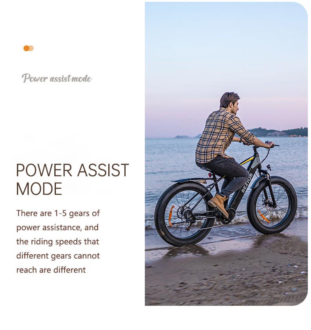 BEZIOR XF800 Electric Mountain Bike 26*4.0 Inch Fat Tires 500W Mid Motor 48V 13Ah Battery 40Km/h Max Speed 90KG Load Dual Mechanical Disc Brake Shimano 7-Speed Gears - Black & Blue 20 BEZIOR XF800 Electric Bike 500W Mid Motor 13Ah Battery 40km/h Max Speed 90kg Load - Black & Blue