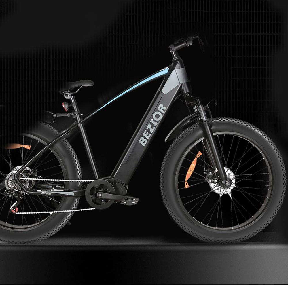 BEZIOR XF800 Electric Mountain Bike 26*4.0 Inch Fat Tires 500W Mid Motor 48V 13Ah Battery 40Km/h Max Speed 90KG Load Dual Mechanical Disc Brake Shimano 7-Speed Gears - Black & Blue 10 BEZIOR XF800 Electric Bike 500W Mid Motor 13Ah Battery 40km/h Max Speed 90kg Load - Black & Blue