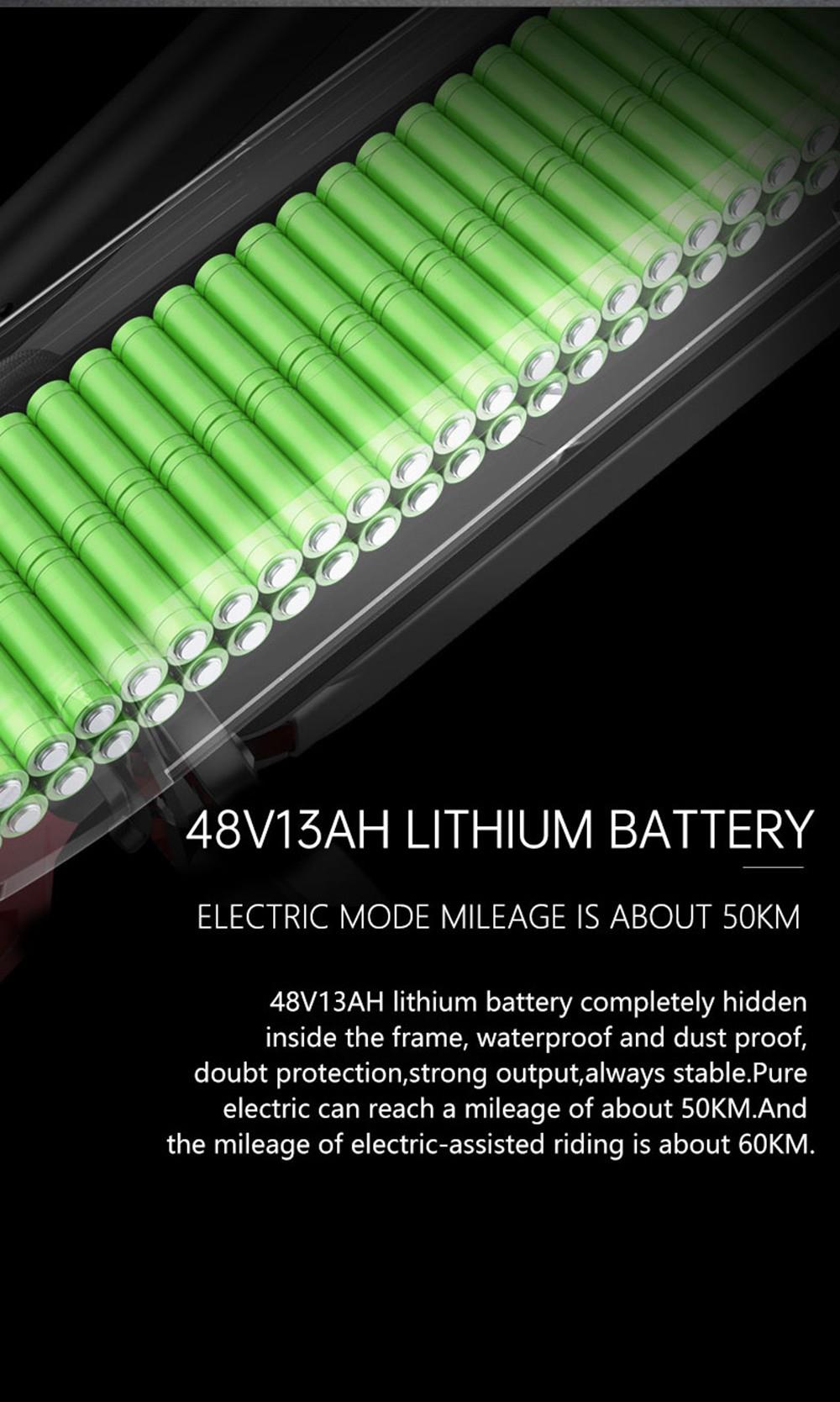 BEZIOR XF800 Electric Mountain Bike 26*4.0 Inch Fat Tires 500W Mid Motor 48V 13Ah Battery 40Km/h Max Speed 90KG Load Dual Mechanical Disc Brake Shimano 7-Speed Gears - Black & Blue 12 BEZIOR XF800 Electric Bike 500W Mid Motor 13Ah Battery 40km/h Max Speed 90kg Load - Black & Blue