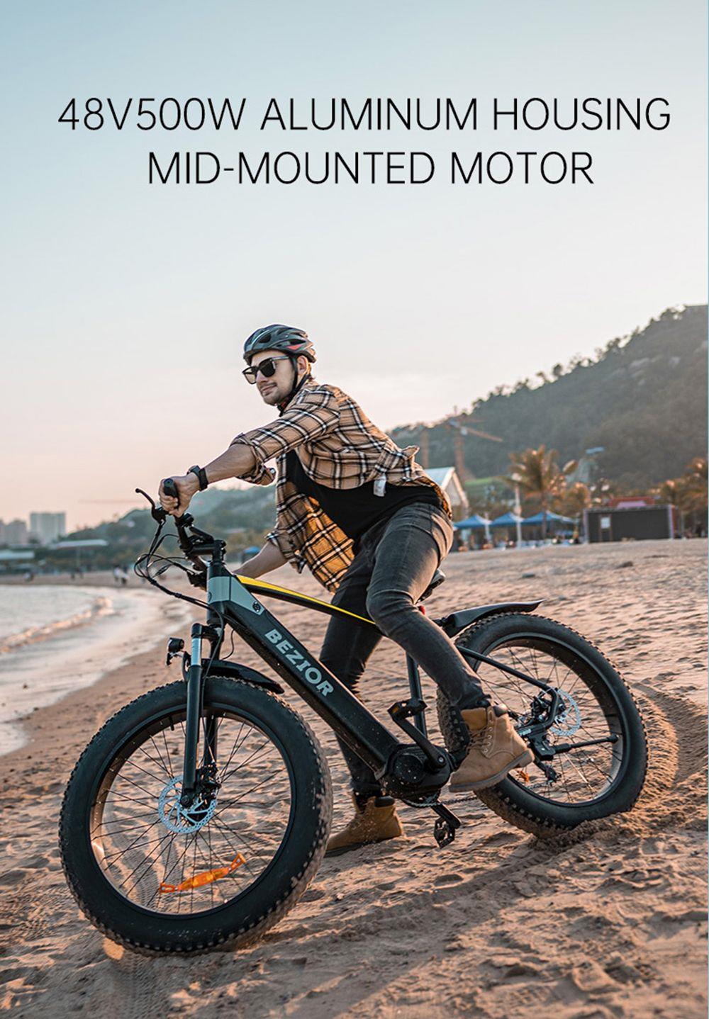 BEZIOR XF800 Electric Mountain Bike 26*4.0 Inch Fat Tires 500W Mid Motor 48V 13Ah Battery 40Km/h Max Speed 90KG Load Dual Mechanical Disc Brake Shimano 7-Speed Gears - Black & Blue 17 BEZIOR XF800 Electric Bike 500W Mid Motor 13Ah Battery 40km/h Max Speed 90kg Load - Black & Blue
