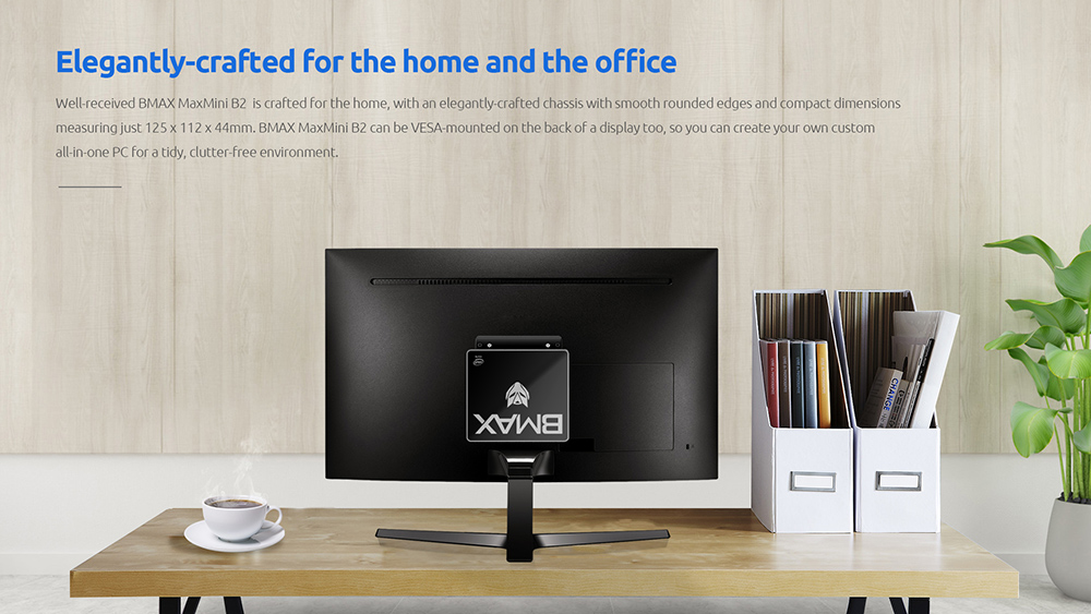 BMAX B2 Mini PC Processeur Intel® E3950 8 Go DDR4 128 Go SSD BT4.2 HDMI Type C 100 Mbps Wi-Fi Windows 10 Prise UE