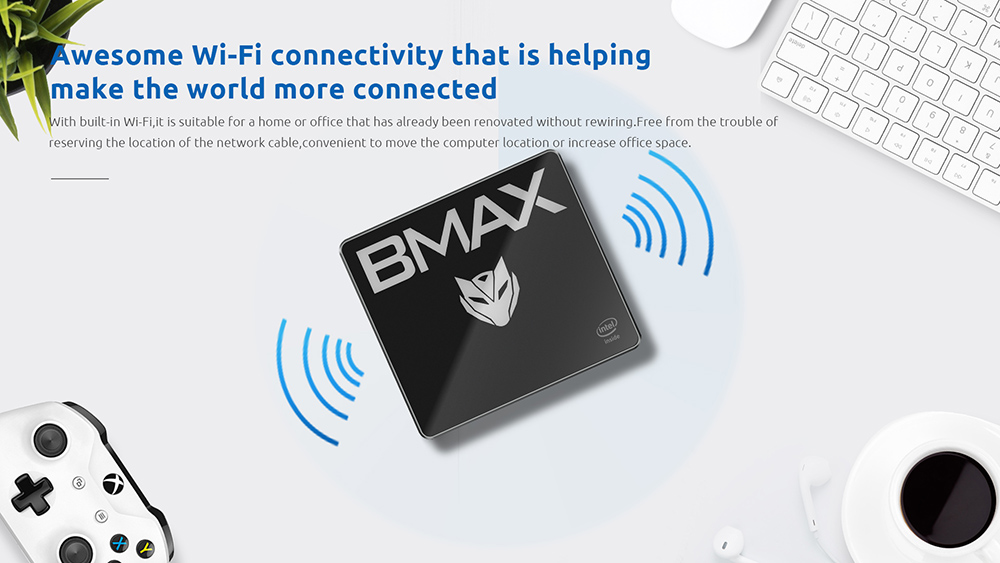BMAX B2 Mini PC Processeur Intel® E3950 8 Go DDR4 128 Go SSD BT4.2 HDMI Type C 100 Mbps Wi-Fi Windows 10 Prise UE