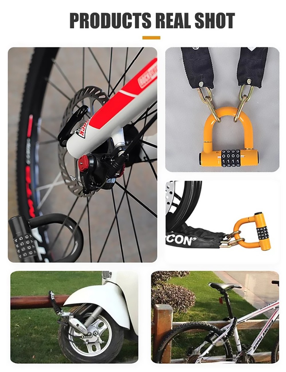 Bicycle U Lock 4-digit Combination Password Lock Anti-theft Heavy Duty Gym Locker For Bikes, Motorcycles, Scooters - Black 12 Bicycle U Lock 4-digit Combination Password Lock Anti-theft Heavy Duty Gym Locker for Bikes, Motorcycles, Scooters - Black