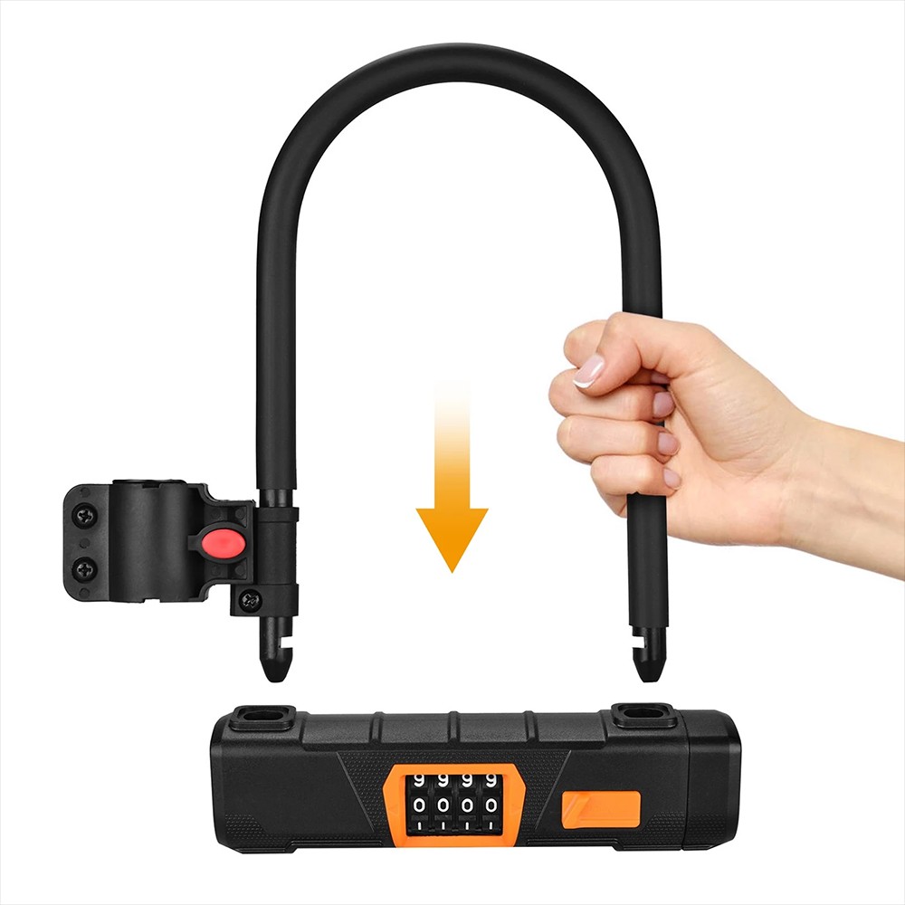 Bicycle U Lock with 1.2m Cable Anti-theft Heavy Duty Bike Password Lock Alloy for E-bikes, Motorcycles, Scooters