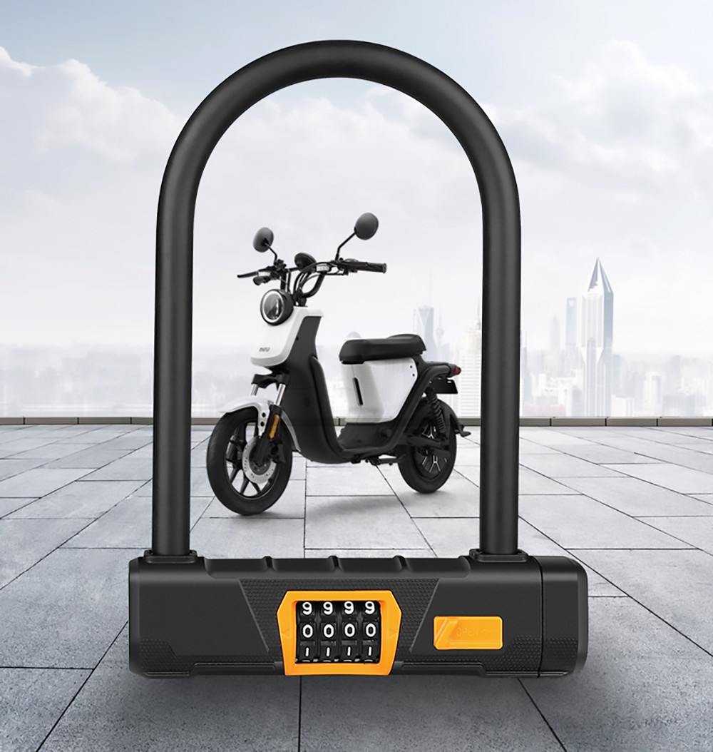 Bicycle U Lock with 1.2m Cable Anti-theft Heavy Duty Bike Password Lock Alloy for E-bikes, Motorcycles, Scooters