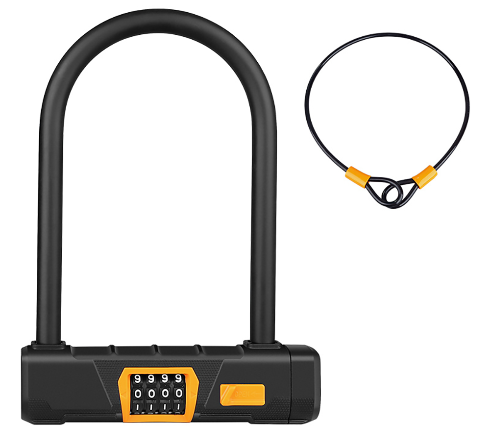 Bicycle U Lock with 1.2m Cable Anti-theft Heavy Duty Bike Password Lock Alloy for E-bikes, Motorcycles, Scooters