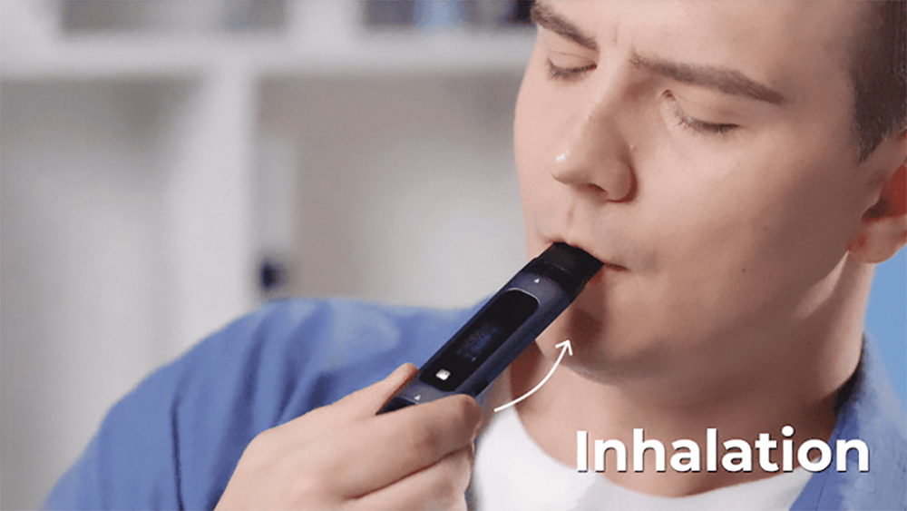 BreaThru Max Spirometer Breathing Trainer with 3 Pair of Reusable Mouthpieces Support App Control - Black