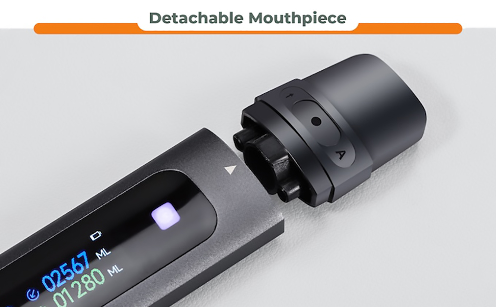 BreaThru Max Spirometer Breathing Trainer with 3 Pair of Reusable Mouthpieces Support App Control - Black