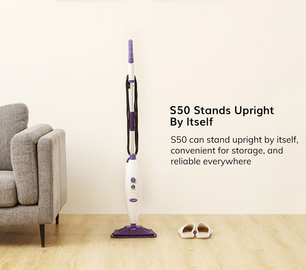 EASINE by ILIFE S50 Wired Steam Mop 1300W Power 450ml Water Tank 10 Levels Adjustable 20s Fast Steam 120 Degree Celsius High-Temperature 99% Sterilization Overheat Protection - Purple