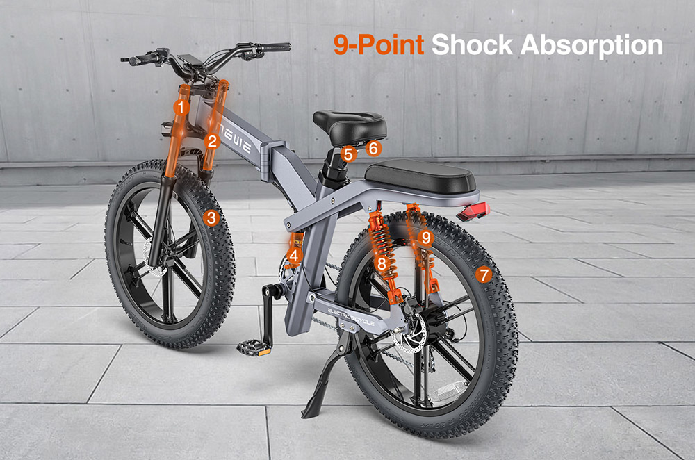 ENGWE X26 Electric Bike 48V 1000W Motor 19Ah & 7.5Ah Dual Battery for 57.7 Miles Range, 26*4.0 inch Fat Tire