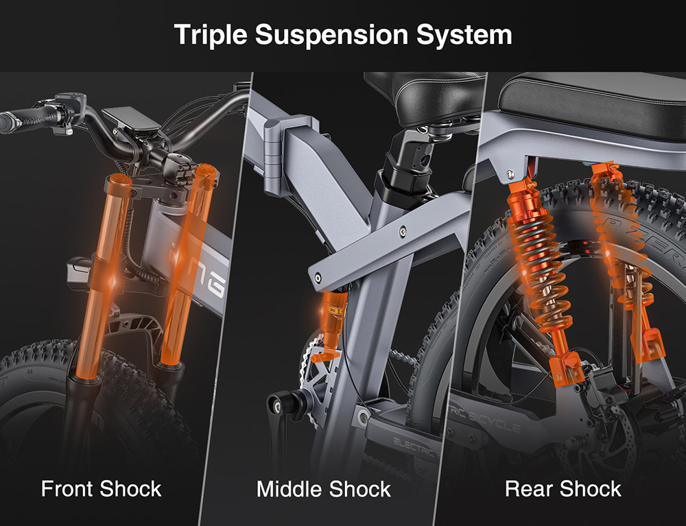 ENGWE X26 Electric Bike 48V 1000W Motor 19Ah & 7.5Ah Dual Battery for 57.7 Miles Range, 26*4.0 inch Fat Tire