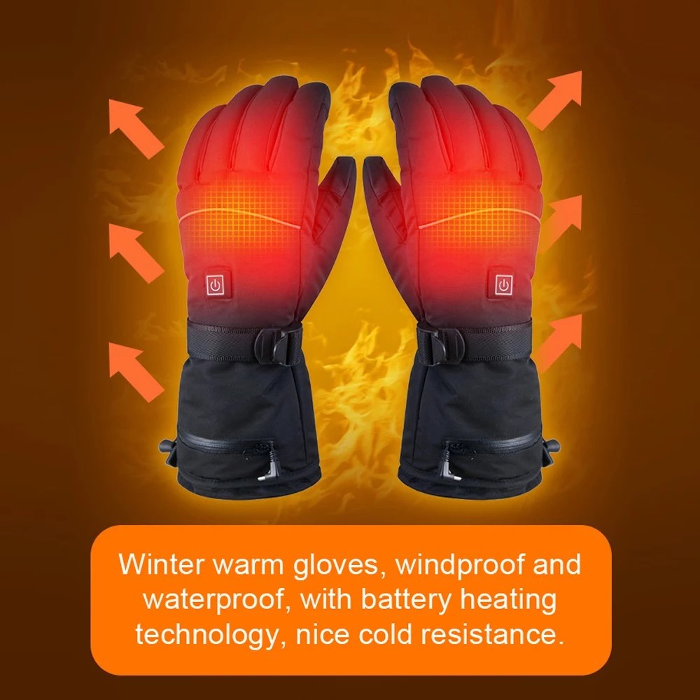 Electric Heating Gloves for Skating, Cycling Outdoor Activities, Rechargeable Thickened Gloves 5V 4000mAh Battery