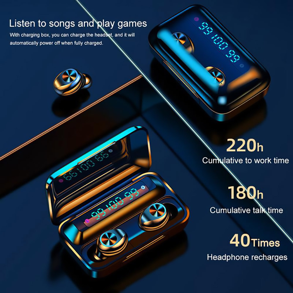 F9-10 TWS Wireless Bluetooth 5.0 Stereo Sports In-Ear Headphones