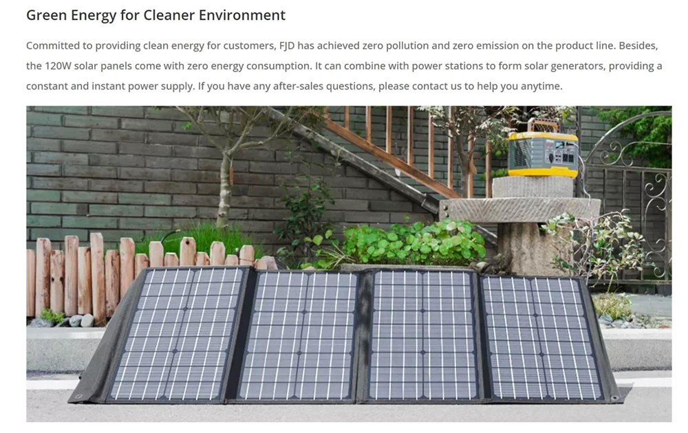 FJDynamics 120W Foldable Portable Solar Panel, 22% Energy Conversion Rate, Dustproof, High-Temperature Resistant 11 FJDynamics 120W Foldable Portable Solar Panel, 22% Energy Conversion Rate, Dustproof, High-Temperature Resistant