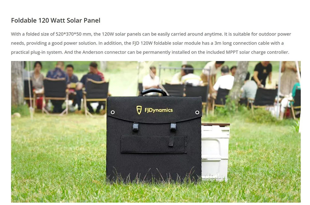 FJDynamics 120W Foldable Portable Solar Panel, 22% Energy Conversion Rate, Dustproof, High-Temperature Resistant 14 FJDynamics 120W Foldable Portable Solar Panel, 22% Energy Conversion Rate, Dustproof, High-Temperature Resistant