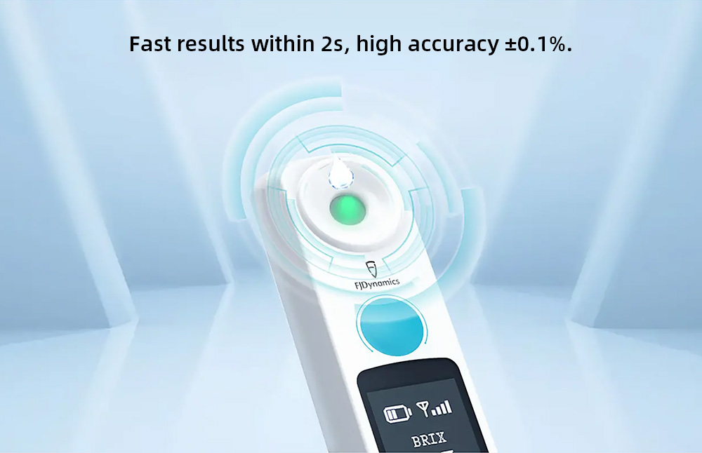FJDynamics Air Handheld ATC Refractometer, 0-32% Brix Range, 0.1% Accuracy, 350mAh Capacity, IP67 Waterproof