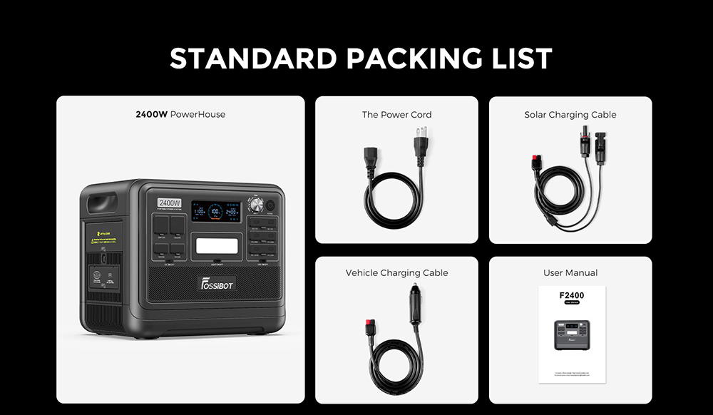 FOSSiBOT F2400 Portable Power Station, 2048Wh LiFePO4 Battery 2400W Output Solar Generator, 16 Output Ports, Input Power Adjustment Knob, Bidirectional Inverter - Green 24 FOSSiBOT F2400 Portable Power Station, 2048Wh LiFePO4 Battery 2400W Output Solar Generator, 16 Output Ports, Input Power Adjustment Knob, Bidirectional Inverter - Green