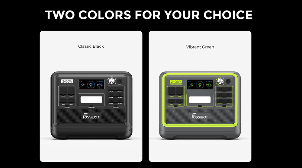 FOSSiBOT F2400 Portable Power Station, 2048Wh LiFePO4 Battery 2400W Output Solar Generator, 16 Output Ports, Input Power Adjustment Knob, Bidirectional Inverter - Green 25 FOSSiBOT F2400 Portable Power Station, 2048Wh LiFePO4 Battery 2400W Output Solar Generator, 16 Output Ports, Input Power Adjustment Knob, Bidirectional Inverter - Green