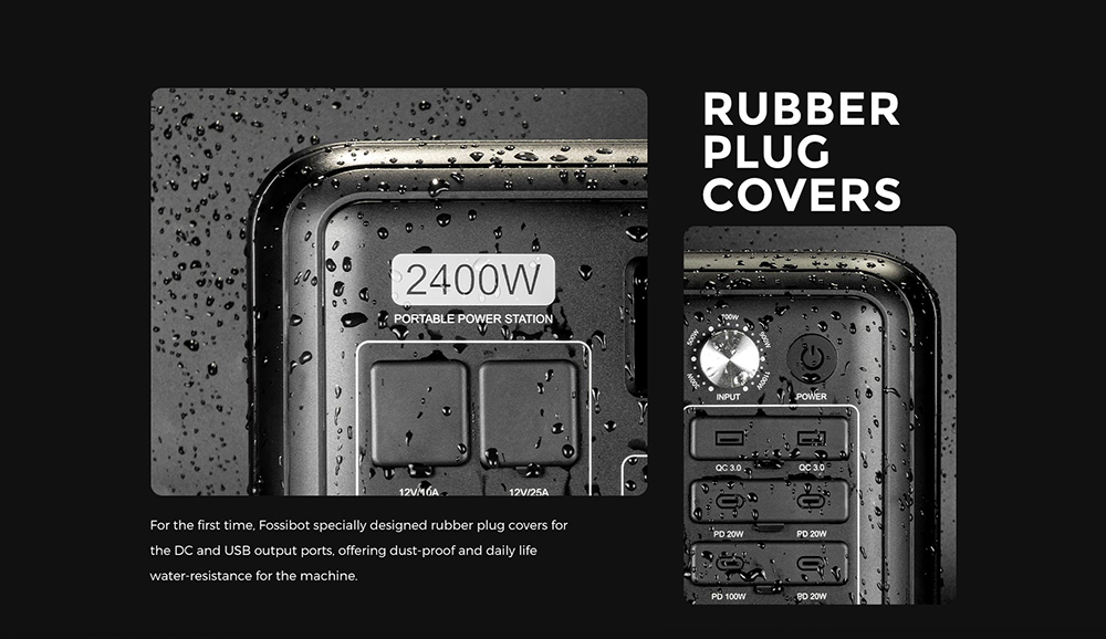 FOSSiBOT F2400 Portable Power Station, 2048Wh LiFePO4 Battery 2400W Output Solar Generator, 16 Output Ports, Input Power Adjustment Knob, Bidirectional Inverter - Green