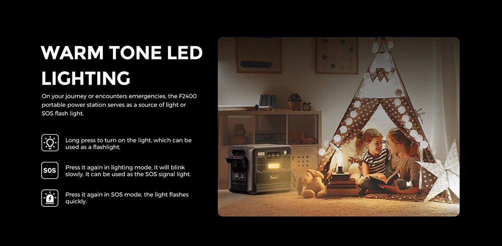 FOSSiBOT F2400 Portable Power Station, 2048Wh LiFePO4 Battery 2400W Output Solar Generator, 16 Output Ports, Input Power Adjustment Knob, Bidirectional Inverter - Green