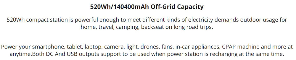 FlashFish P60 560W Portable Power Station, 520Wh/140400mAh Solar Generator, 220V Pure Sine Wave AC Outlets, 11 Outputs, LED Display