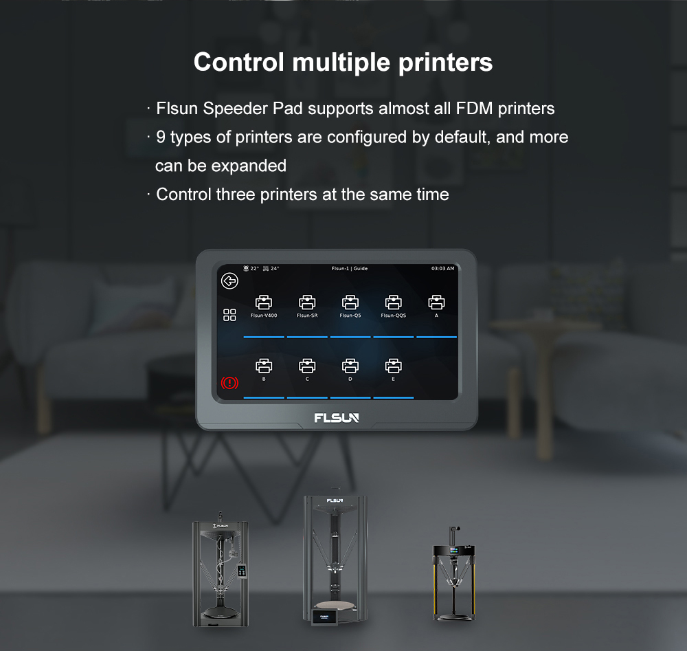 Flsun Speeder Pad, 3D Printing Pad Based-on Klipper Firmware, 1GB + 16GB, 7-inch Touch Screen, 1024x600 Resolution, WiFi Connection