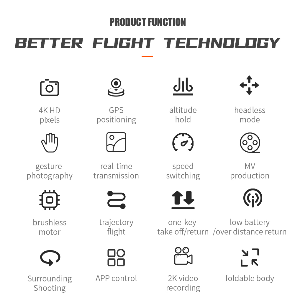 Flytec T16 RC Drone Long Time Flying Brushless Foldable GPS Quadcopter With 4K HD Camera - One Battery