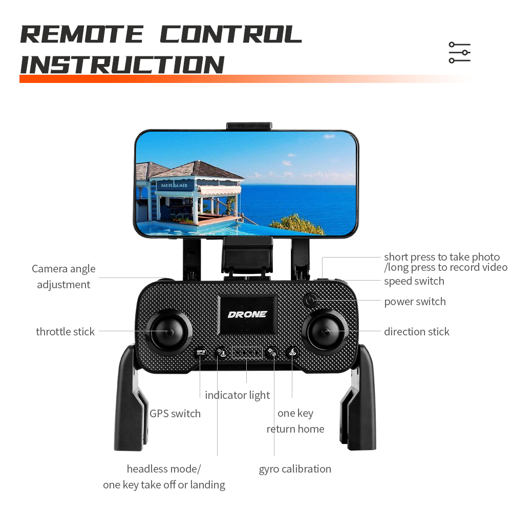 Flytec T16 RC Drone Long Time Flying Brushless Foldable GPS Quadcopter With 4K HD Camera - One Battery